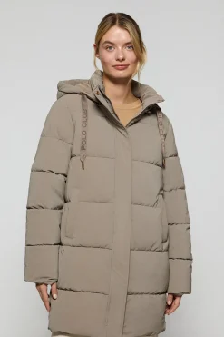 Abrigo Roma color taupe de capucha extraíble y detalles Polo Club