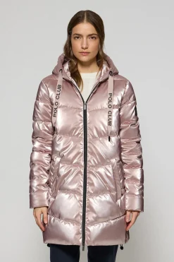 Abrigo rosa metalizado Catele de capucha fija y detalles Polo Club