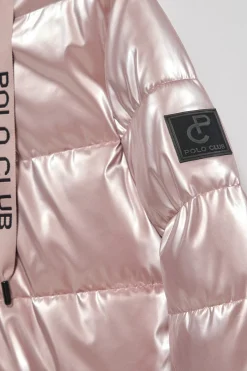 Abrigo rosa metalizado Catele de capucha fija y detalles Polo Club