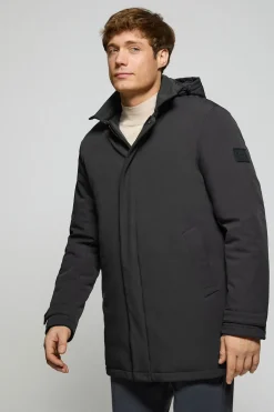 Abrigo Soho clásico negro de capucha desmontable y detalles Polo Club