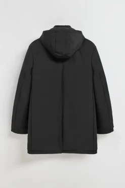 Abrigo Soho clásico negro de capucha desmontable y detalles Polo Club