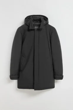 Abrigo Soho clásico negro de capucha desmontable y detalles Polo Club