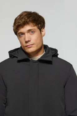 Abrigo Soho clásico negro de capucha desmontable y detalles Polo Club