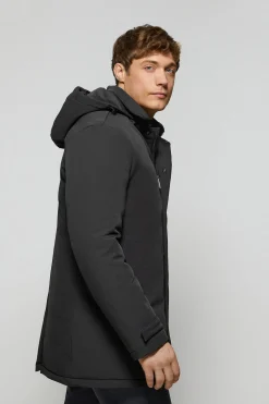Abrigo Soho clásico negro de capucha desmontable y detalles Polo Club