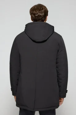 Abrigo Soho clásico negro de capucha desmontable y detalles Polo Club
