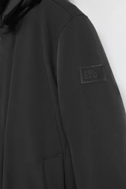 Abrigo Soho clásico negro de capucha desmontable y detalles Polo Club