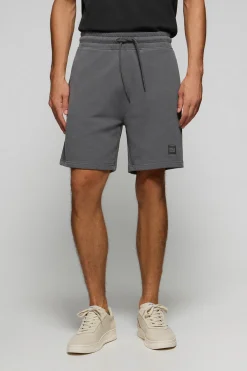 Bermuda Jonas asfalto de algodón y patrón relaxed fit con parche en sarga engomado Polo Club