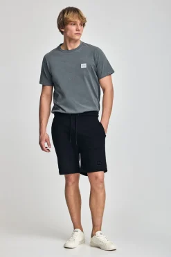 Bermuda Jonas azul oscuro de algodón y patrón relaxed fit con parche en sarga engomado Polo Club