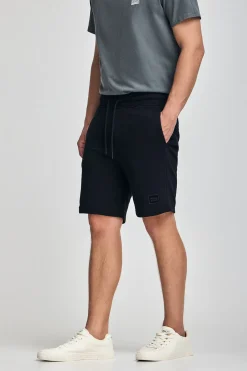Bermuda Jonas azul oscuro de algodón y patrón relaxed fit con parche en sarga engomado Polo Club