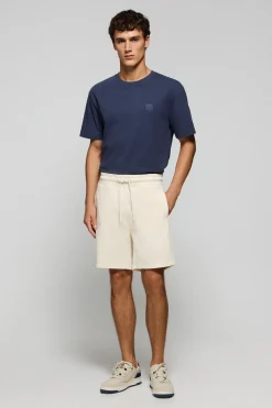 Bermuda Jonas beige de algodón y patrón relaxed fit con parche en sarga engomado Polo Club