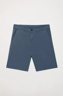 Bermuda relajada azul denim con logo bordado