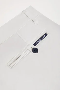 Bermuda relajada gris claro con logo bordado