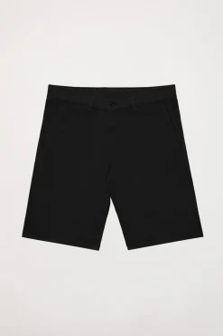 Bermuda relajada negra con logo bordado