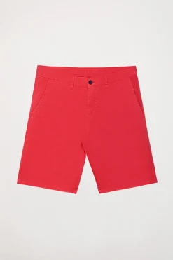 Bermuda relajada roja con logo bordado