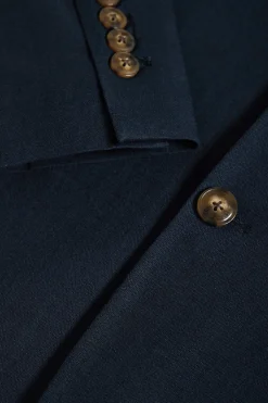 Blazer de lino azul marino abotonada con detalles Polo Club