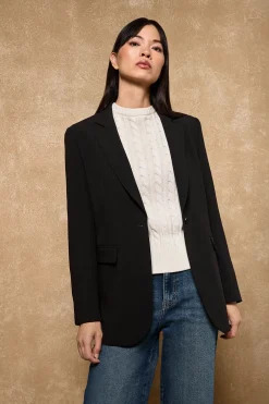 Blazer negra abotonada con detalles Polo Club