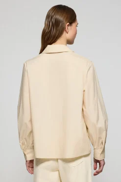 Blusa Solar color beige de algodón con detalle bordado