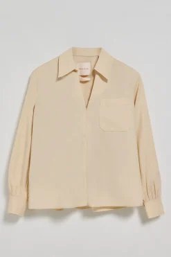 Blusa Solar color beige de algodón con detalle bordado