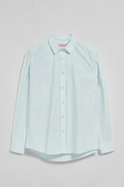 Camisa a rayas color aguamarina con logo bordado
