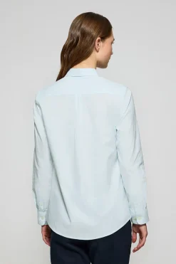 Camisa a rayas color aguamarina con logo bordado