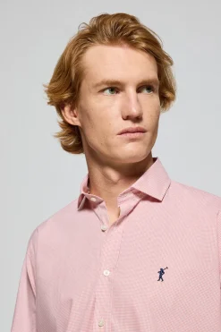 Camisa Arizona de cuadro vichy naranja claro con bordado Rigby Go