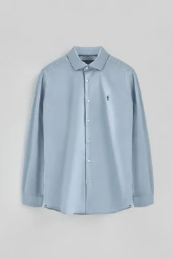 Camisa azul celeste de poplin y corte slim con logo Rigby Go