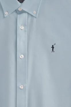Camisa azul celste de corte regular con logo Rigby Go