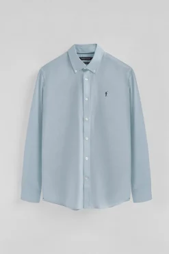 Camisa azul celste de corte regular con logo Rigby Go