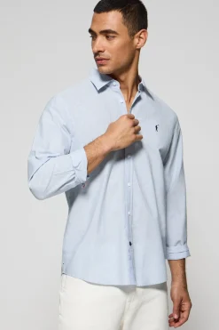 Camisa azul claro Pharrel de rayas con logo Rigby Go bordado