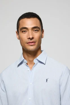 Camisa azul claro Pharrel de rayas con logo Rigby Go bordado
