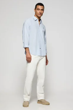 Camisa azul claro Pharrel de rayas con logo Rigby Go bordado