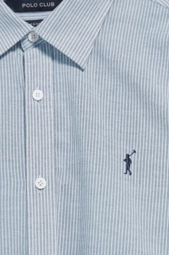 Camisa azul claro Pharrel de rayas con logo Rigby Go bordado