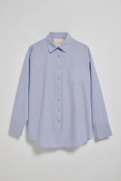 Camisa azul claro Samanta de algodón a rayas con logo bordado