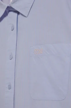 Camisa azul claro Samanta de algodón a rayas con logo bordado