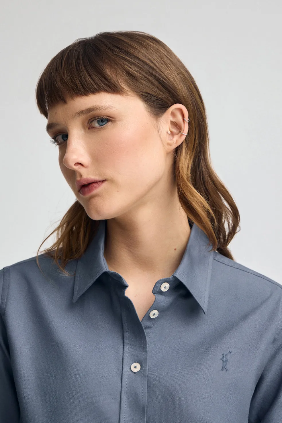 Camisa azul denim de corte recto con logo Rigby Go