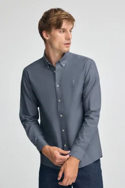 Camisa azul denim de corte regular con logo Rigby Go