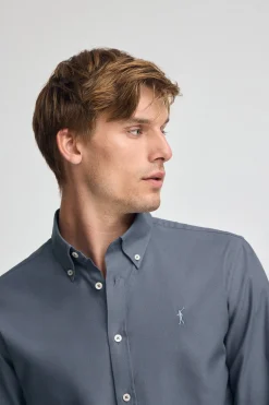 Camisa azul denim de corte regular con logo Rigby Go