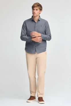 Camisa azul marino de corte slim y cuello italiano con logo Rigby Go