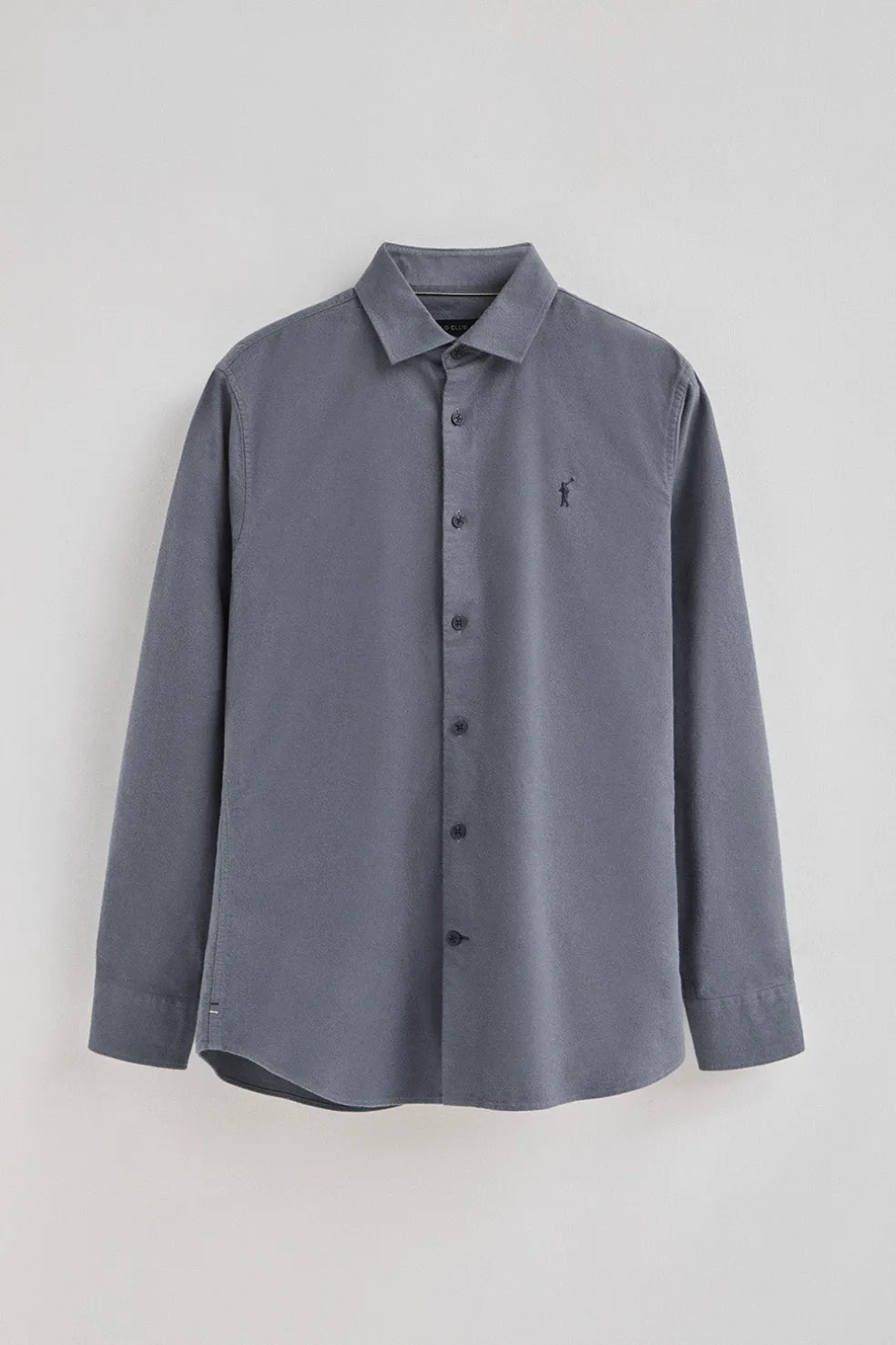 Camisa azul marino de corte slim y cuello italiano con logo Rigby Go