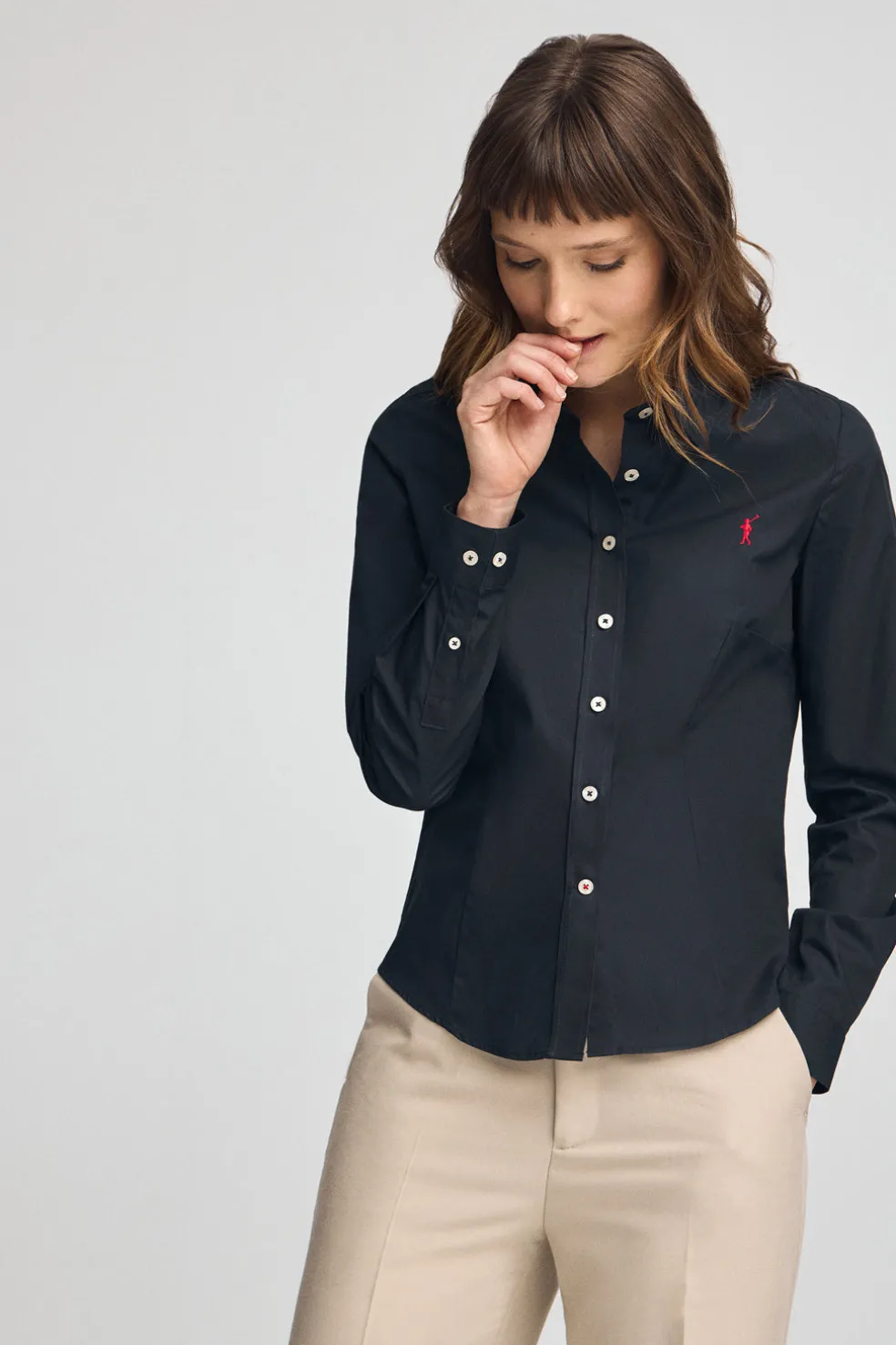 Camisa azul marino de corte slim con logo Rigby Go