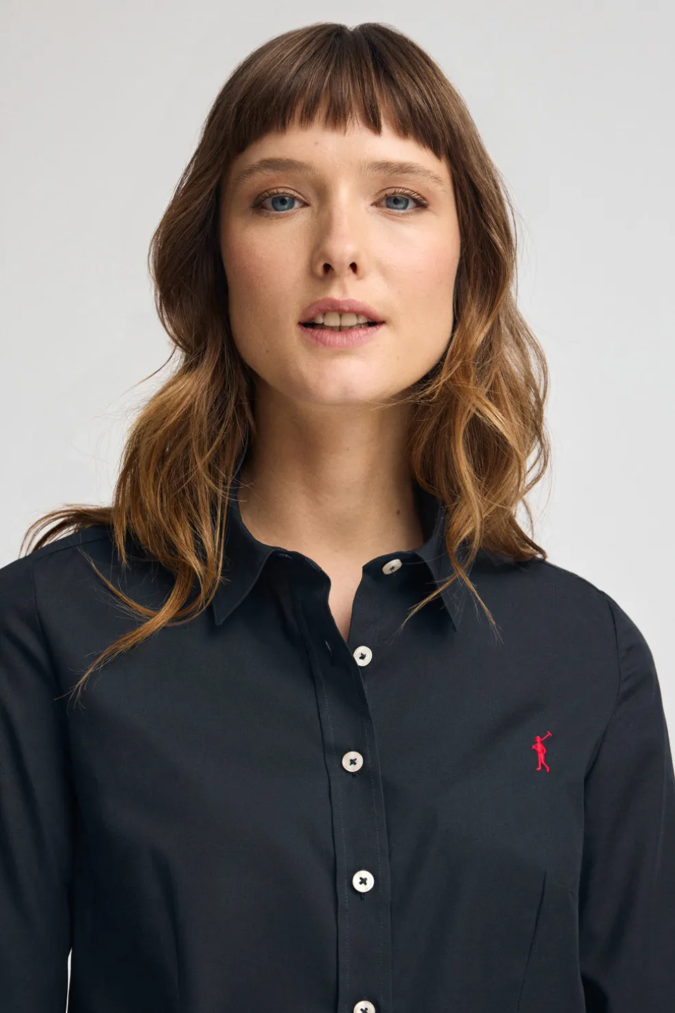 Camisa azul marino de corte slim con logo Rigby Go