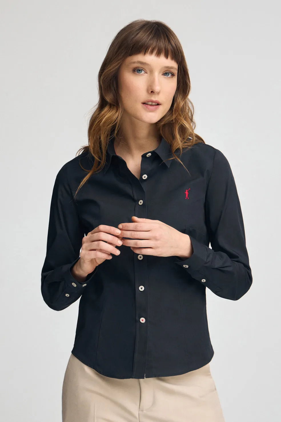 Camisa azul marino de corte slim con logo Rigby Go