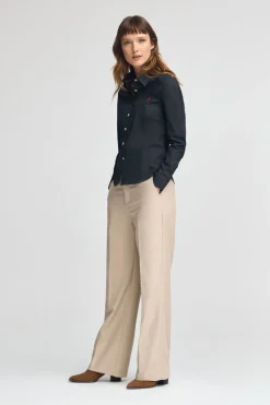 Camisa azul marino de corte slim con logo Rigby Go