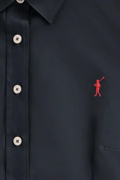 Camisa azul marino de corte slim con logo Rigby Go