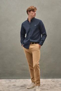 Camisa azul marino de corte regular cuello con botones y logo Polo Club