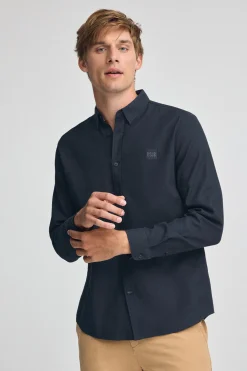 Camisa azul marino de corte regular cuello con botones y logo Polo Club
