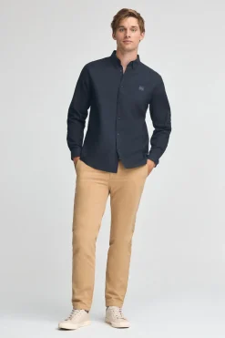 Camisa azul marino de corte regular cuello con botones y logo Polo Club