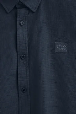 Camisa azul marino de corte regular cuello con botones y logo Polo Club