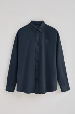 Camisa azul marino de corte regular cuello con botones y logo Polo Club