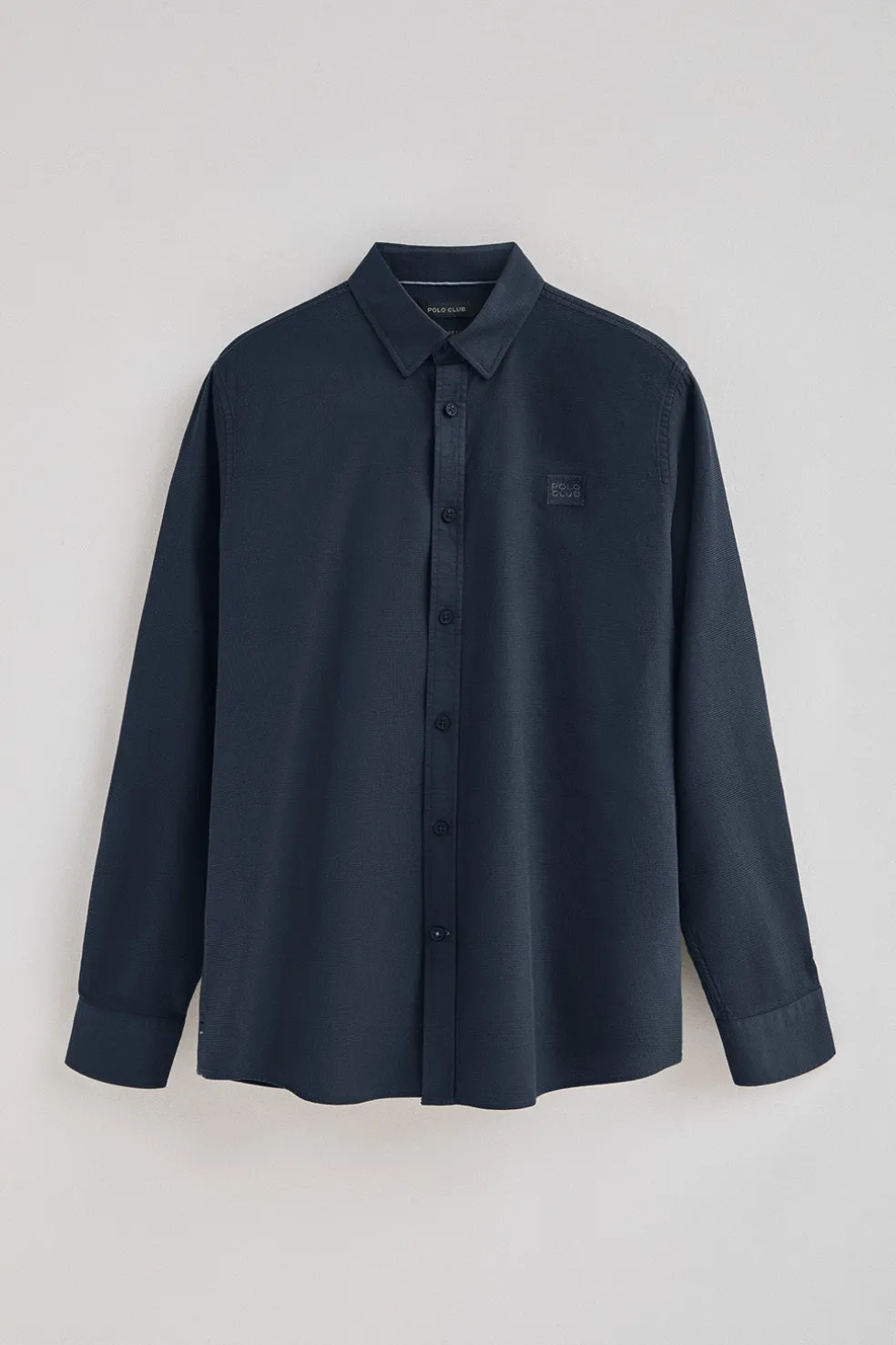 Camisa azul marino de corte regular cuello con botones y logo Polo Club